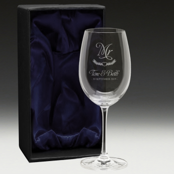 G435 Wedding Wine Glass 12 - Groom's Glass boxed