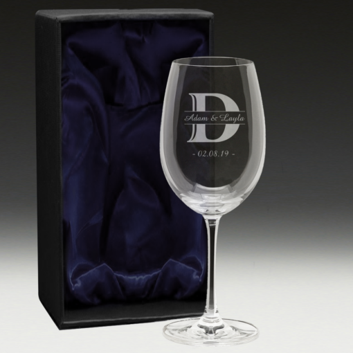 G435 Wedding Wine Glass 4 customised wine boxed