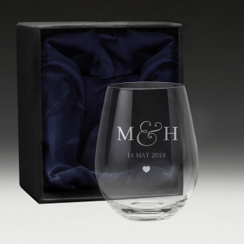 GS600 Wedding Stemless Wine Glass 2 - Boxed