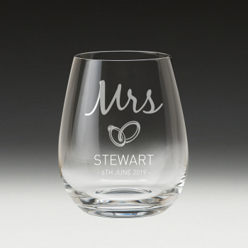 GS500 Wedding Stemless Wine Glass 3 - Mrs