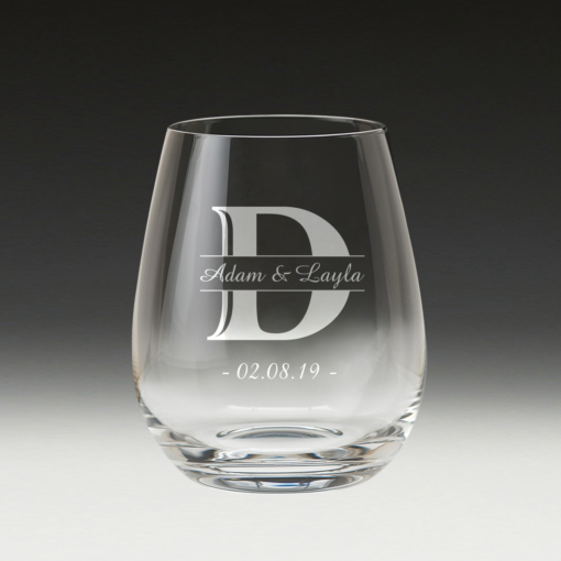 GS500 Wedding Stemless Wine Glass 4 - engraved 1 side