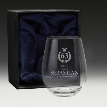 GS600 Birthday Stemless Wine Glass 10 - Gift Boxed Birthday Glass