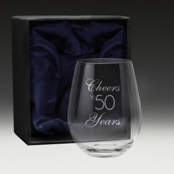 GS600 Birthday Stemless Wine Glass 3 - 50th boxed glass
