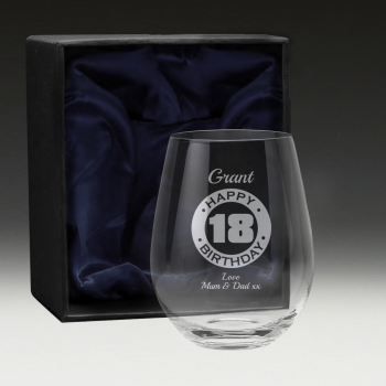 GS600 Birthday Stemless Wine Glass 4 - 18 years b-day glass