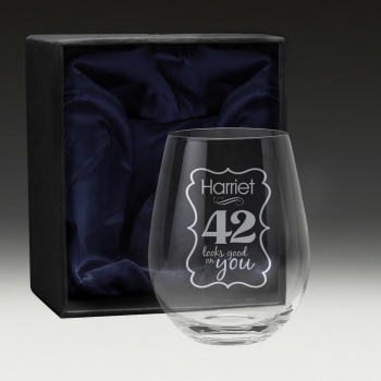 GS600 Birthday Stemless Wine Glass 7 - 42nd bday boxed