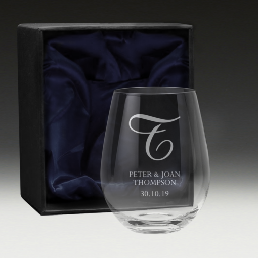 GS600 Wedding Stemless Wine Glass 1 - Boxed