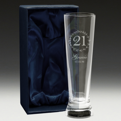 G230 Birthday Pilsner Glass 12 21st glass boxed
