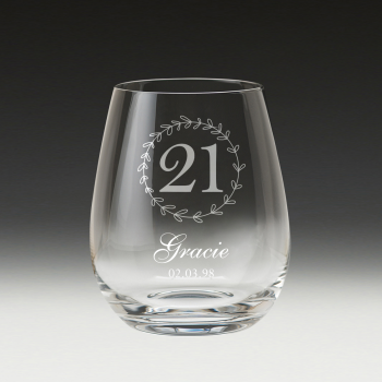 GS500 Birthday Stemless Wine Glass 12 - 21st birthday glass
