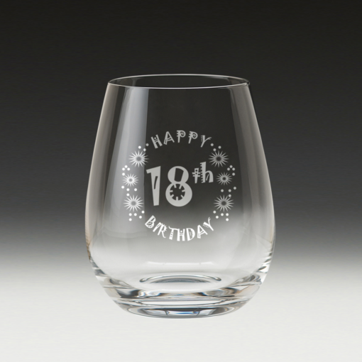 GS500 Birthday Stemless Wine Glass 1 - 18th glass