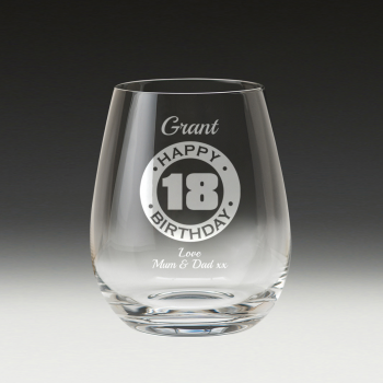GS500 Birthday Stemless Wine Glass 4 18th birthday glassware