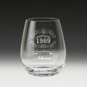 GS500 Birthday Stemless Wine Glass 5 birthday glass
