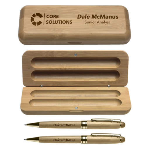 Engraved Double Pen Box Set with engraved pens