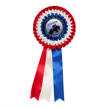 Premium 3 Tier Rosette Red White Blue Pony Club Ribbons