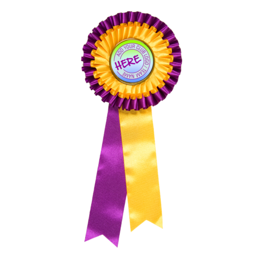2 Tier Rosettes Purple Yellow Expo & Show Ribbons