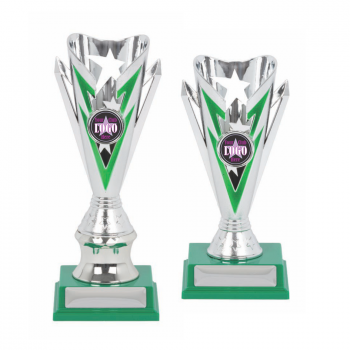 Green Flash Series Silver Cups Plastic Cups Team Trophies 2 sizes
