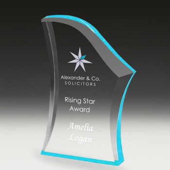 Aqua Tint Wave Acrylic Award Staff Rising Star