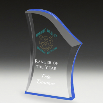 Blue Tint Wave Acrylic Award Staff Award
