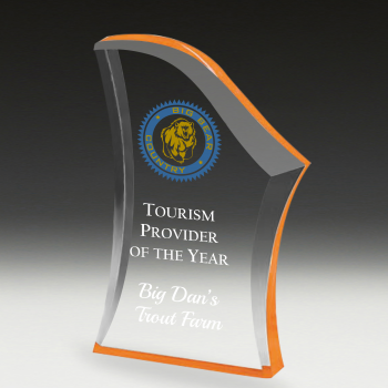 Orange Tint Wave Acrylic Award UV Travel Agent Award