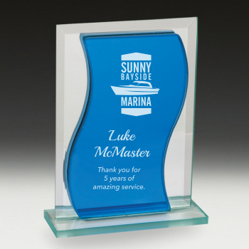 Blue Swerve Laser Engraved Glass Award